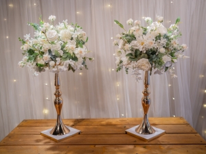 仿真花藝桌花10入組-白綠A