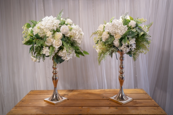 仿真花藝桌花10入組-白綠B