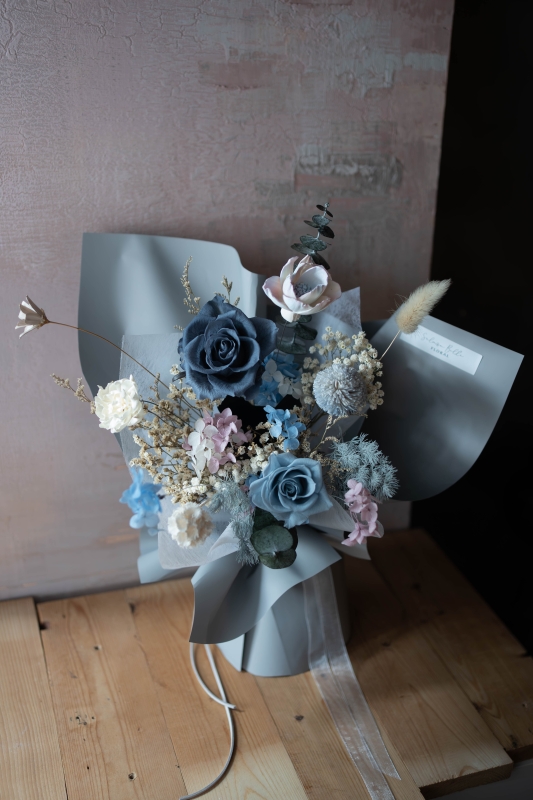 藍色系乾燥花束